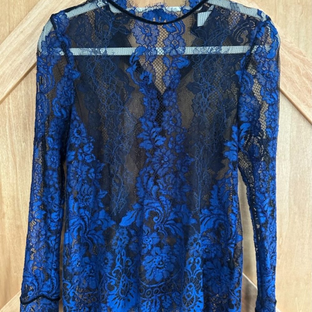 Blue and Black Lace Blouse